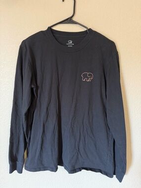 Ivory Ella Black Long Sleeve Tee with Pink Elephant Logo